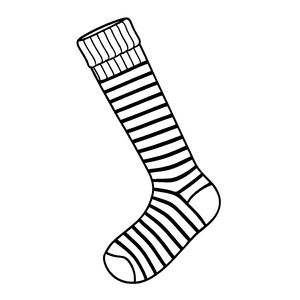 Bunte Socken mit gestreiften Mustern Ausmalvorlage für kleine Designernasen