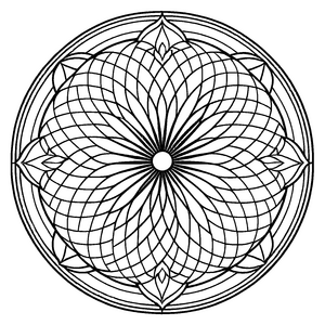 Fantastisches Mandala mit geometrischen Mustern und schimmerndem Zentrum Ausmalbild für künstlerische Traumfänger und neugierige Farbgestalter