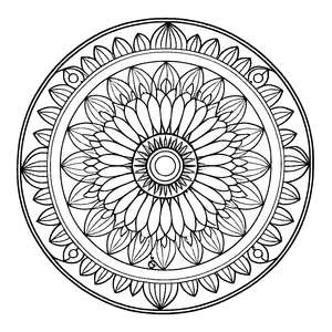 Magisches Mandala mit blühenden Ornamenten Ausmalvorlage für kleine Farbzauberer und kreative Entdecker