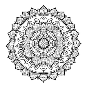 Intrigierendes Mandala mit detaillierten floralen Mustern Ausmalvorlage für neugierige Farbreisende und kreative Träumer