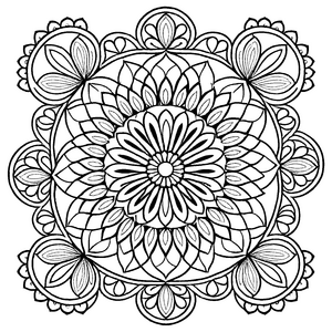 Faszinierendes Mandala mit komplexen Mustern und geschwungenen Linien Ausmalbild für neugierige Farbkünstler und kreative Gestaltungstalente