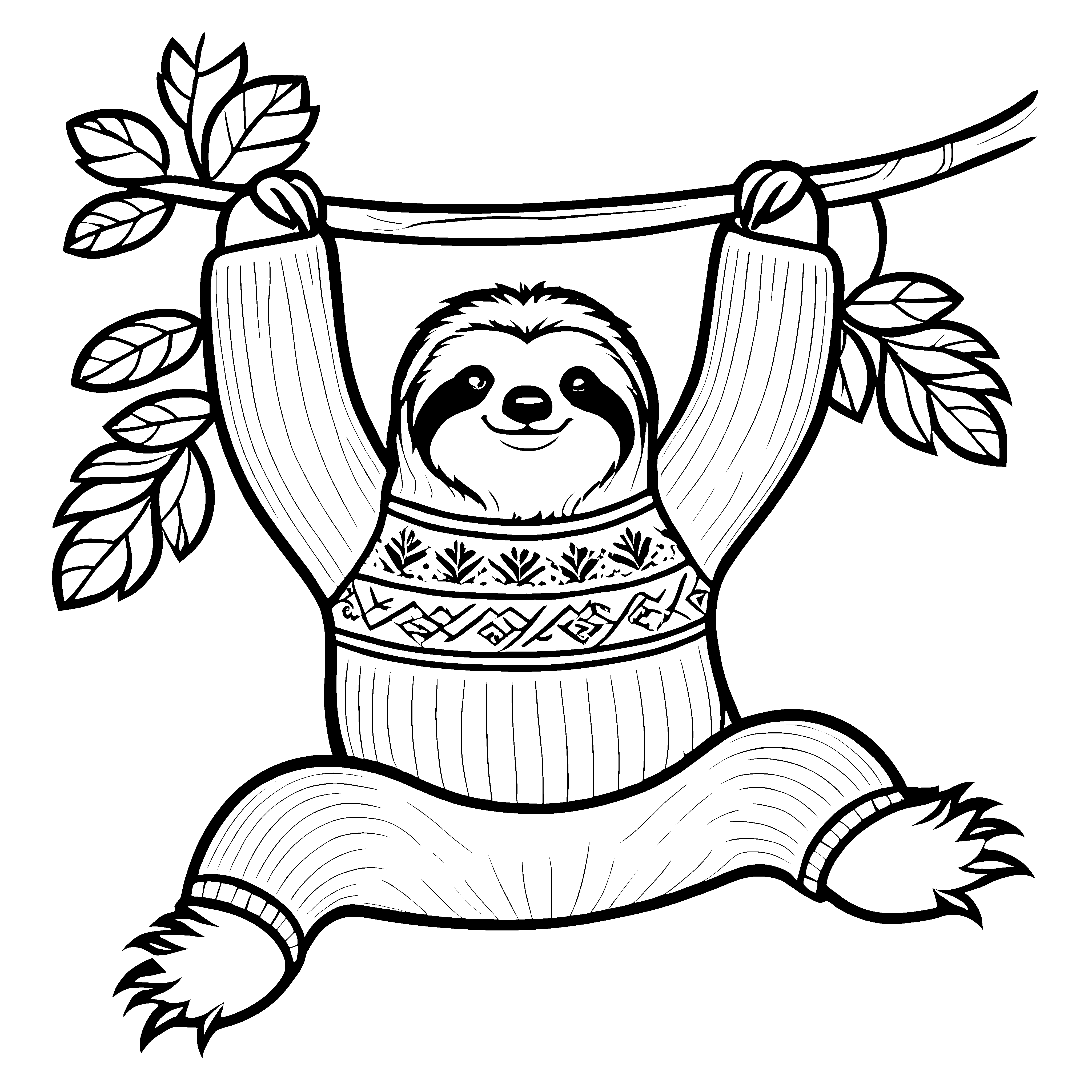 Charmanter Bär im Weihnachtspullover unter dem Baum Ausmalvorlage für kleine Weihnachtszauberer