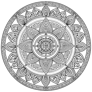 Faszinierendes Mandala mit schillernden Mustern Ausmalbild für kreative Entdecker und phantasievolle Künstler