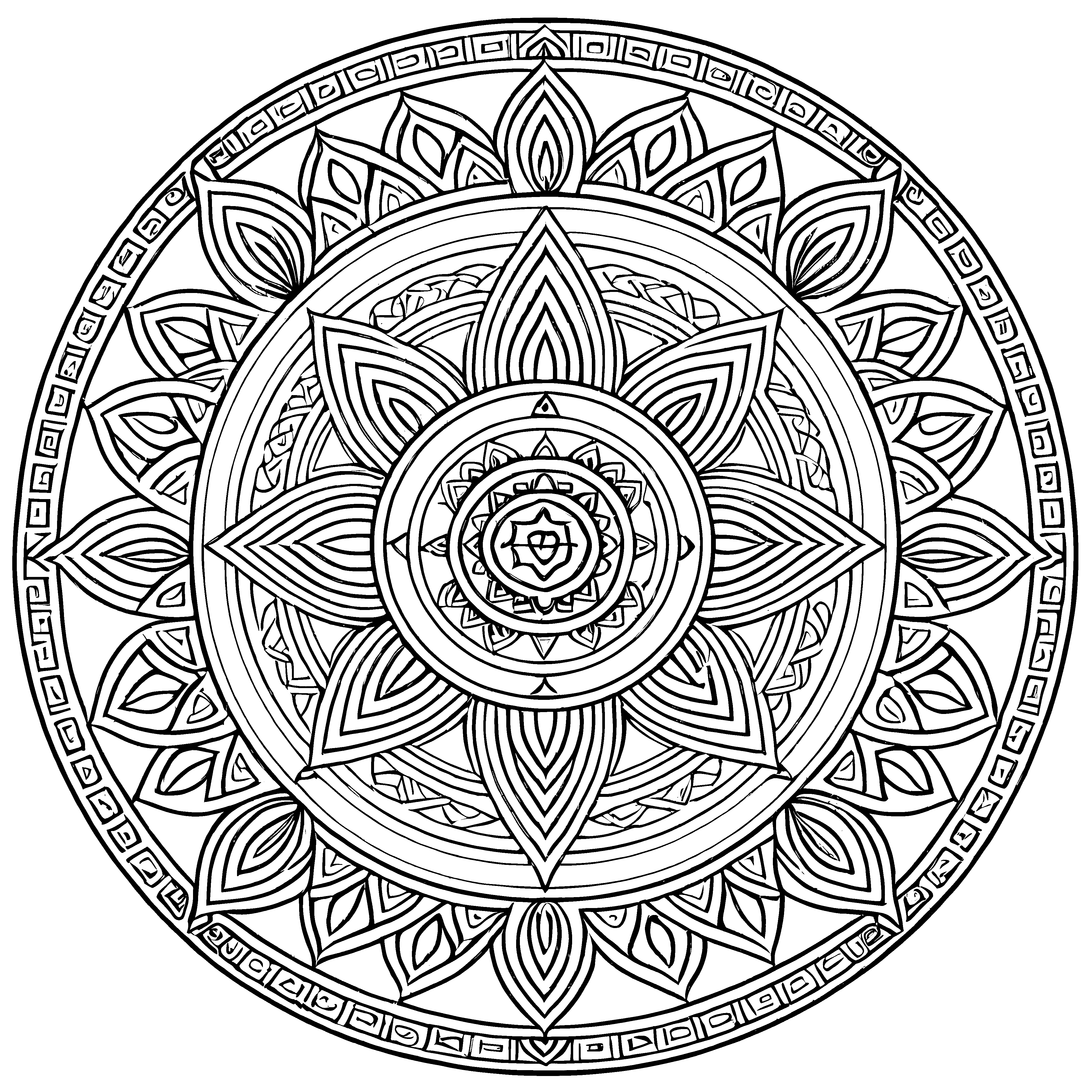 Faszinierendes Mandala mit schillernden Mustern Ausmalbild für kreative Entdecker und phantasievolle Künstler