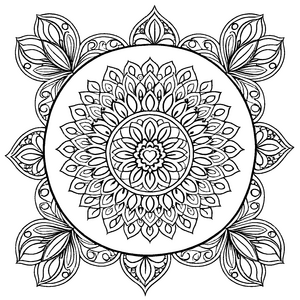 Bezauberndes Mandala mit zartem Blattdesign und spiralförmigen Mustern Ausmalmotivation für fantasievolle Farbgestalter und kreative Entdecker