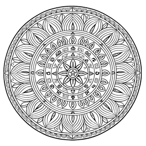 Verzierendes Mandala mit geometrischen Formen Ausmalbild für abenteuerliche Farbenzauberer und kleine Traumerfinder