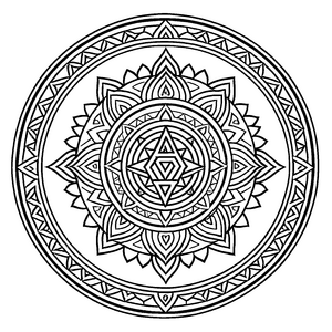 Magisches Mandala mit faszinierenden geometrischen Elementen Malvorlage für träumende Farbabenteurer und kleine Kreativgeister