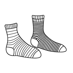 Zwei schicke Socken mit auffälligem Design Ausmalvorlage für modebewusste kleine Künstler
