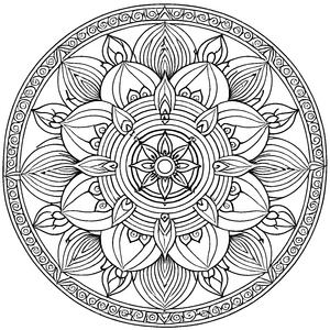 Faszinierendes Mandala mit lebhaften Formen und Sternen Ausmalbild für kreative Träumer und kleine Gestalter