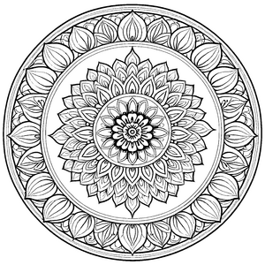 Fantasievolles Mandala mit bezaubernden kreisförmigen Motiven Ausmalbild für träumende Farbzauberer und kreativen Entdeckungsreisenden