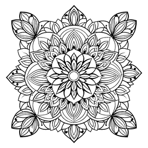 Faszinierendes Mandala mit floralen Mustern Ausmalvorlage für neugierige Farbherzen und kleine Künstlerträumer