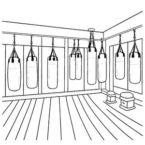 Kreativer Boxsack im Boxstudio Ausmalbild für sportliche Entdecker