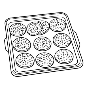 Schmackhafte Weihnachtsplätzchen auf festlichem Tablett Ausmalbild für kleine Kekszauberer