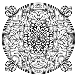 Ansprechendes Mandala mit filigranen geometrischen Formen Ausmalvorlage für mutige Farbentdecker und kreative Träumer