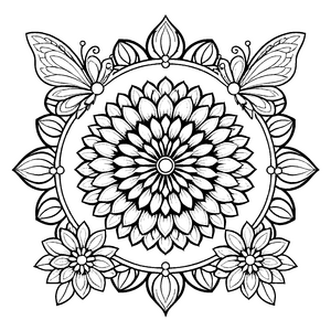 Faszinierendes Mandala mit floralen Motiven und komplexen Details Ausmalvorlage für träumerische Kunstliebhaber und junge Farbexperten