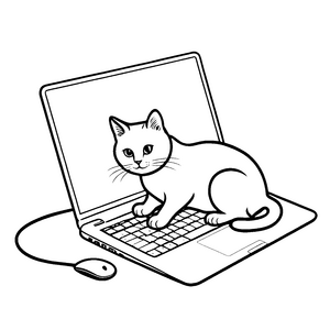 Gemütliche Schmusekatze auf funktionsfähigem Laptop Bastelmotiv für neugierige Techniker
