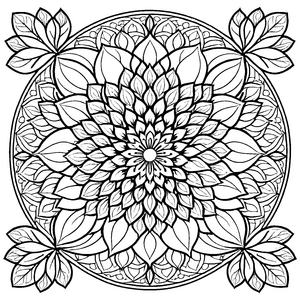 Faszinierendes Mandala mit filigranen Blütenmotiven Ausmalvorlage für fantasievolle Farbenfreunde und kleine Entdecker