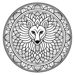 Majestätisches Mandala mit Wolf und Sternen Ausmalmotiv für mutige Künstler und träumerische Farbenthusiasten