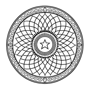 Bezauberndes Mandala mit zentralem Stern und detaillierten Mustern Ausmalvorlage für fantasievolle Künstler und träumerische Farbentdecker
