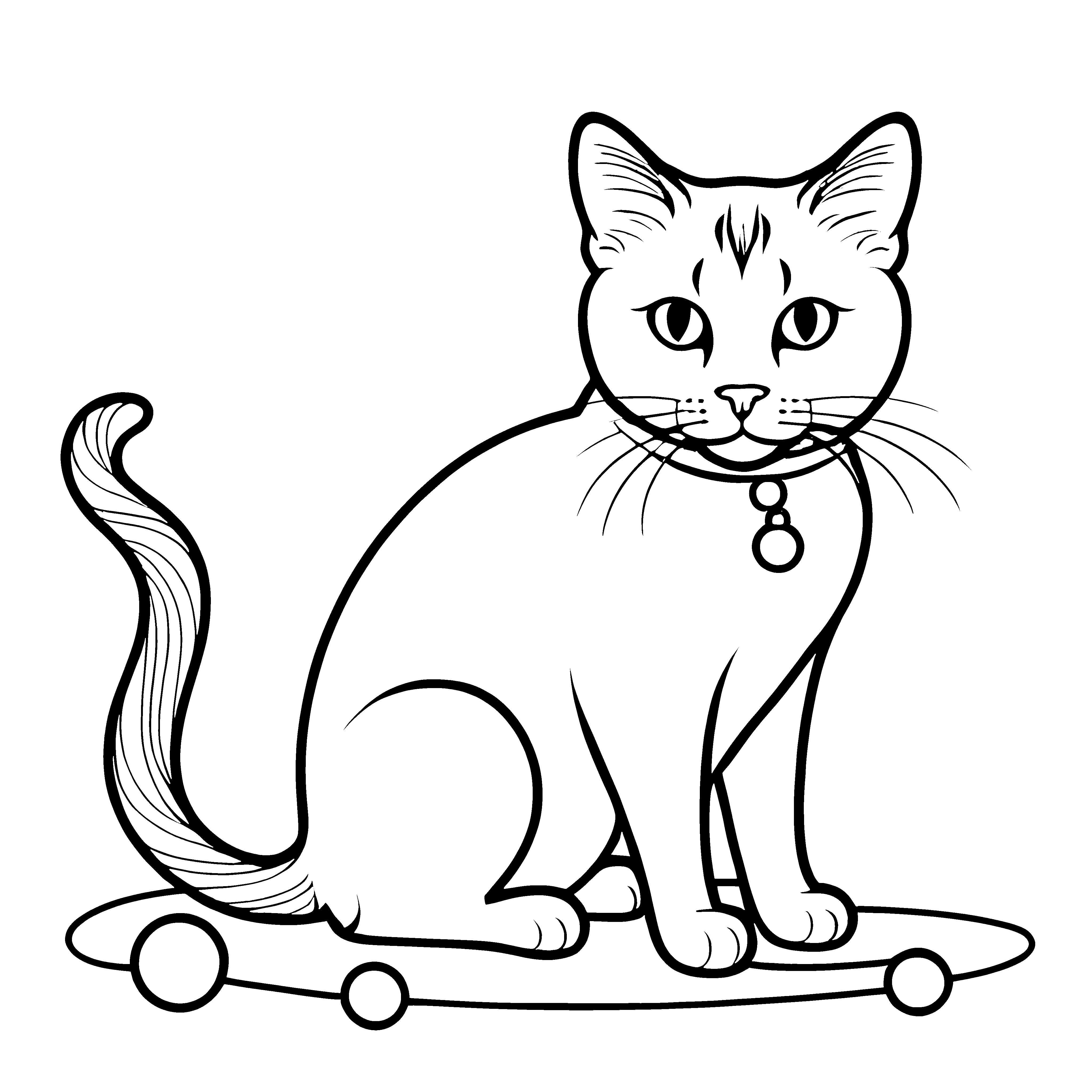 Freche Katze auf coolem Skateboard Ausmalbild für abenteuerlustige Künstler mit bunten Ideen