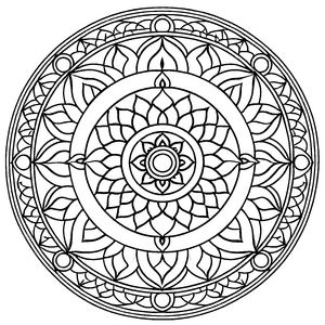 Inspirierendes Mandala mit feinem Blumenmuster Ausmalvorlage für fantasievolle Farbwölfe und kleine Kunsthelden