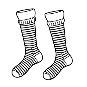 Zwei coole Socken mit trendigen Streifen Ausmalvorlage für stylische Entdecker