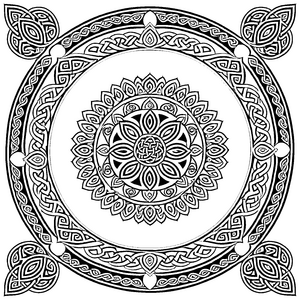 Bezauberndes Mandala mit filigranem Muster und rundem Zentrum Ausmalvorlage für fantasievolle Entdecker und kleine Farbzauberer