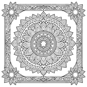 Bezauberndes Mandala mit floralen Mustern und detailreichen Formen Ausmalmotiv für kreative Abenteurer und träumerische Künstler