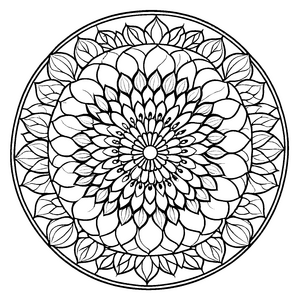Fantasievolles Mandala mit zartem Blütenmuster Ausmalvorlage für junge Kunstfreunde und kreative Schaffer