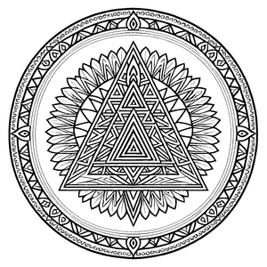 Faszinierendes Mandala mit komplexen geometrischen Formen Ausmalbild für kreative Köpfe und neugierige Künstler