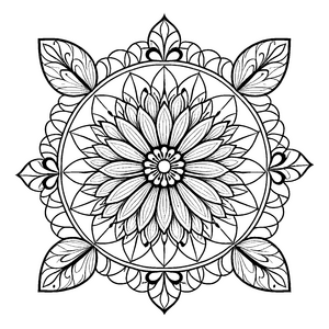 Faszinierendes Mandala mit Blättern und Blumenmustern Ausmalmotiv für junge Kreative und fantasievolle Entdecker