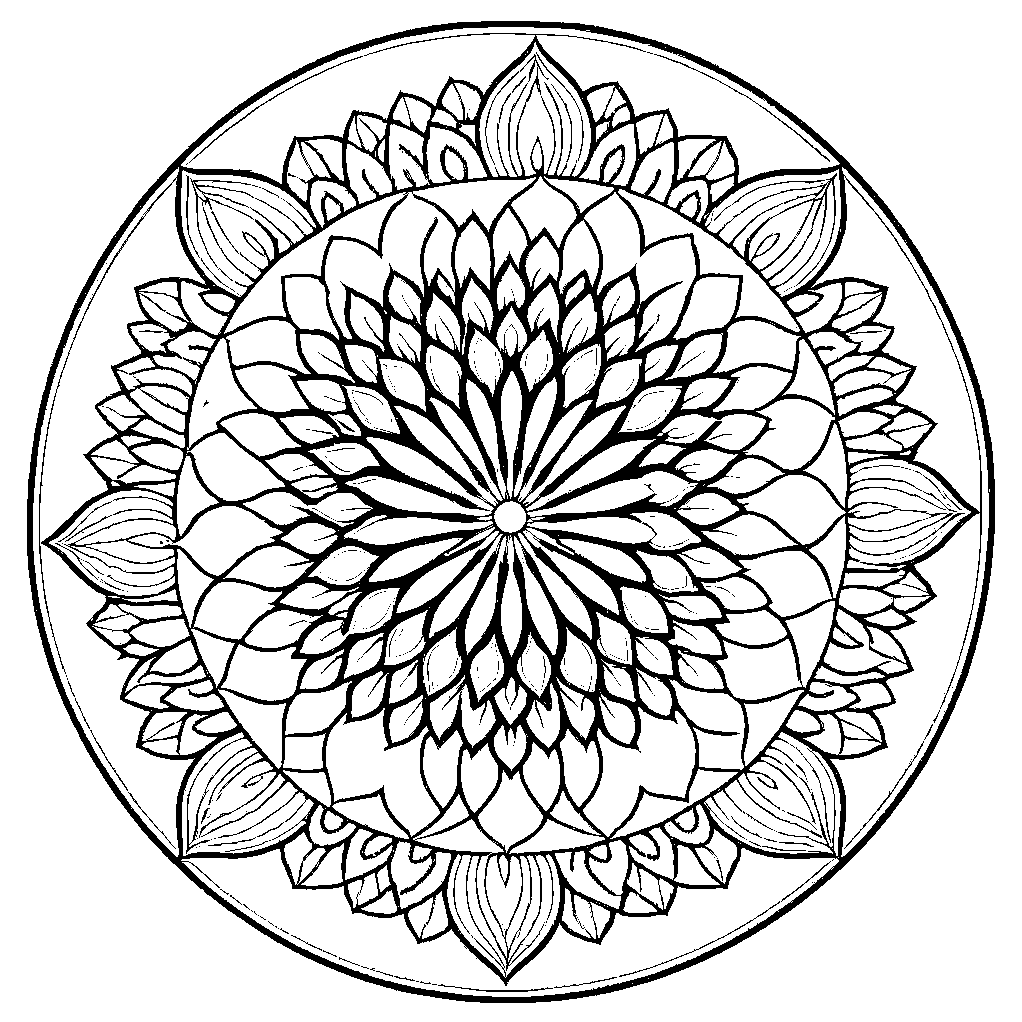 Bezauberndes Mandala mit blühenden Details und harmonischen Mustern Ausmalmotiv für kreative Entdecker und kleine Meditationsfreunde
