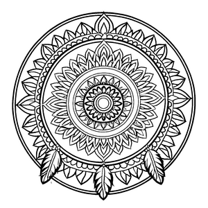 Schillerndes Mandala mit geometrischen Mustern und zarten Elementen Ausmalvorlage für kreative Freigeister und fantasievolle Gestalter