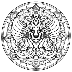 Faszinierendes Mandala mit Löwenkopf und symbolischen Mustern Bastelmotiv für neugierige Entdecker und kleine Kreativfreunde