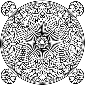 Fesselndes Mandala mit gewundenen Linien und Sternen Ausmalbild für kreative Farbentdecker und träumerische Abenteuerlustige