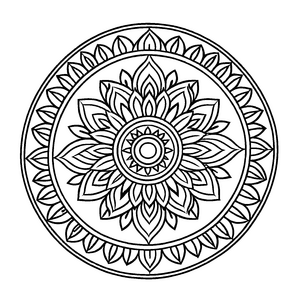 Geometrisches Mandala mit faszinierenden dekorativen Formen Ausmalvorlage für kleine Entdecker und kreative Farbenthusiasten