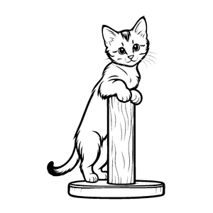 Charmante Katze auf einem Säulen-Podest Ausmalvorlage für fantasievolle Tierliebhaber