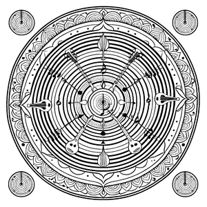 Bezauberndes Mandala mit vielen ineinandergreifenden Kreisen Malvorlage für kreative Farbharmoniker und kleine Wirbelwinde der Fantasie