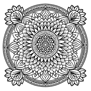 Fantasievolles Mandala mit kunstvollen Mustern und Formen Malvorlage für träumerische Farbzauberer und junge Kreativgeister