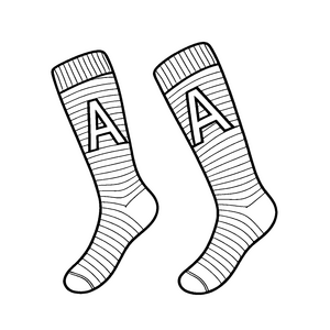 Zwei kreative Socken mit dem Buchstaben A Malvorlage für kleine Entdecker