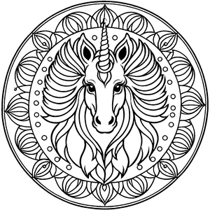 Faszinierendes Mandala mit zauberhaftem Einhornmotiv Ausmalvorlage für fantasievolle Träumer und junge Farbexperten