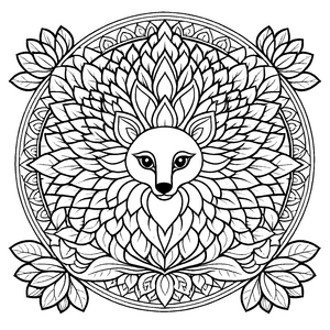 Faszinierendes Mandala mit verspieltem Fuchs-Motiv Ausmalbild für staunende Entdecker und künstlerische Abenteurer