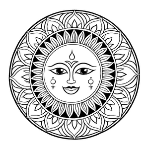 Bezauberndes Mandala mit strahlenden Sternen und Sonnenstrahlen Malvorlage für fantasievolle Farbentdecker und kreative Träumer