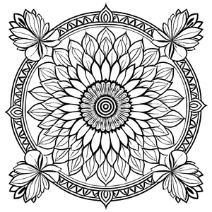 Verzauberndes Mandala mit filigranen Mustern und Blüten Ausmalmotiv für träumerische Farbenthusiasten und kreative Fantasien