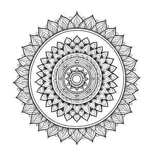 Magisches Mandala mit harmonischen Geometrien Ausmalvorlage für fantasievolle Entdecker und kreative Köpfe