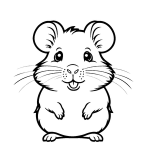 Niedlicher Hamster mit fröhlicher Schnute Ausmalvorlage für kleine Entdeckerherzen