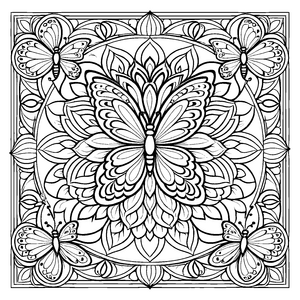 Schillerndes Mandala mit filigranen Schmetterlingen Ausmalmotivation für neugierige Farbzauberer und kreative Träume