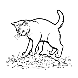 Freche Katze auf bunten Steinen Ausmalmotiv für neugierige Tierfreunde mit kreativen Ideen