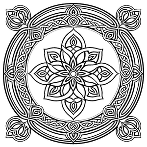Fantasievolles Mandala mit blühenden Mustern Ausmalbild für neugierige Kunstschaffende und kleine Entdecker