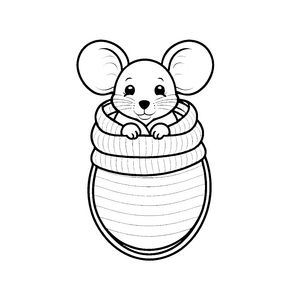 Bezaubernde Maus im großen Fass Ausmalbild für kleine Abenteurer und Entdecker